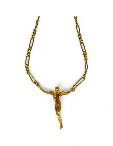 Cadena 3x1 con cristo Dalí 60cm oro 18k - Joyería Orocash