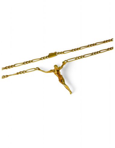 Cadena 3x1 con cristo Dalí 60cm oro 18k - Joyería Orocash