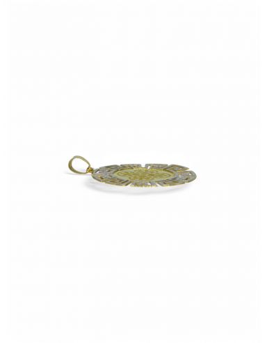 Dije redondo flor bicolor oro 18k - Joyería Orocash