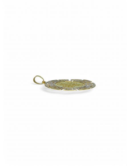 Dije redondo flor bicolor oro 18k - Joyería Orocash