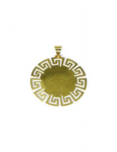 Dije redondo flor bicolor oro 18k - Joyería Orocash