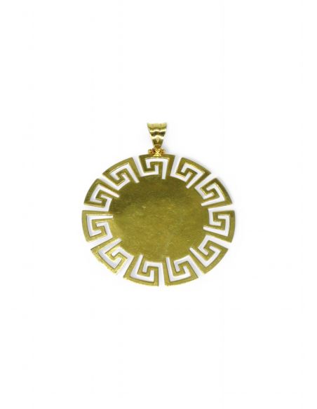 Dije redondo flor bicolor oro 18k - Joyería Orocash