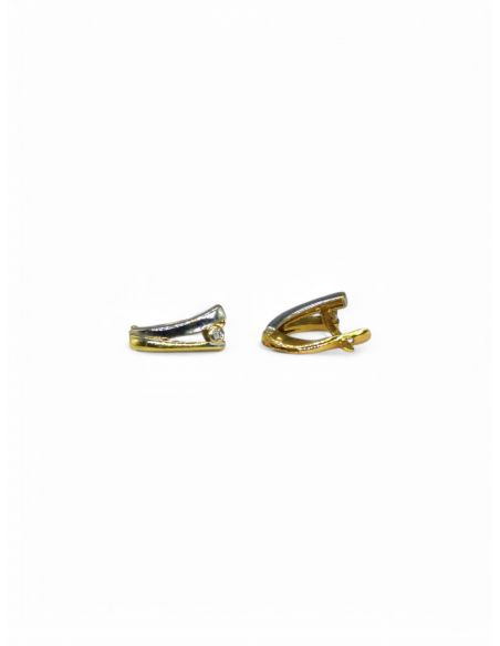 Pendientes barras con circonita oro bicolor 18k  - Joyería OroCash