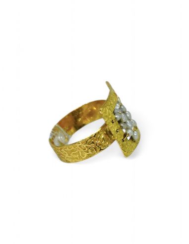Anillo cuadrado perlas oro 18K - T.16 - Joyería OroCash