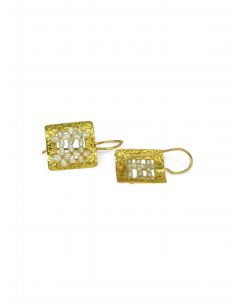 Pendientes cuadrado perlas oro 18k - Joyería Orocash 2