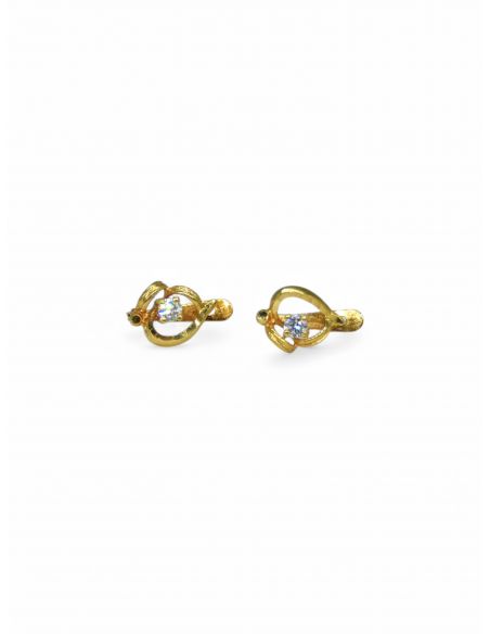 Pendientes corazón calado circonita oro 18k - Joyería Orocash