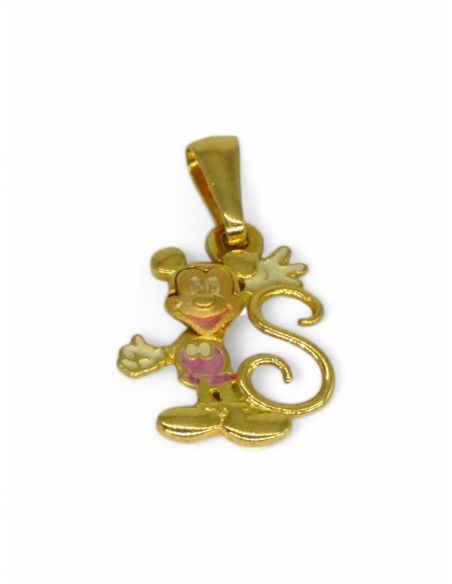 Colgante Mickey Mouse letra S oro 18k - Joyería Orocash