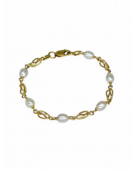 Pulsera perlas y eslabón en ocho oro 18k - Joyeria Orocash