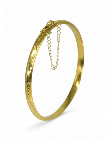 Pulsera media caña labrada 6cm oro 18k - Joyeria Orocash