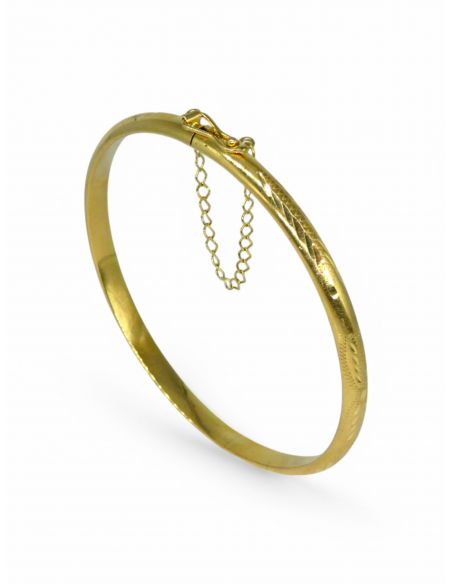 Pulsera media caña labrada 6cm oro 18k - Joyeria Orocash