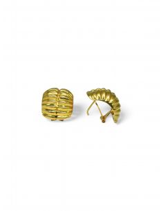 Pendientes anchos dos bandas líneas oro 18k - Joyería Orocash 2