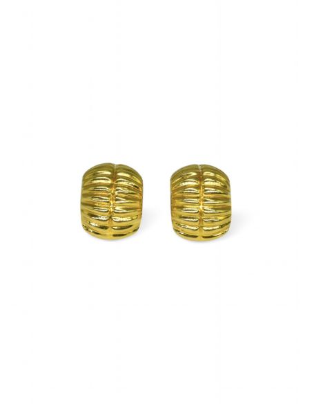 Pendientes anchos dos bandas líneas oro 18k - Joyería Orocash