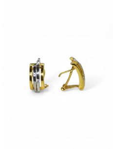 Pendientes rectángulo circonitas oro bicolor 18k - Joyería Orocash 2
