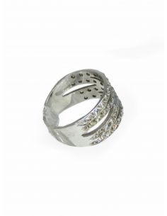 Anillo cruzado circonitas oro blanco 18k - T.14 - Joyería OroCash 2
