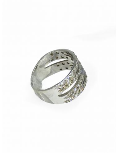 Anillo cruzado circonitas oro blanco 18k - T.14 - Joyería OroCash