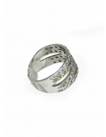 Anillo cruzado circonitas oro blanco 18k - T.14 - Joyería OroCash