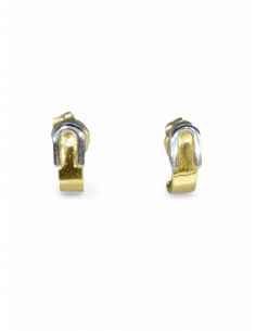 Pendientes hebilla brillo oro bicolor 18k - Joyería Orocash