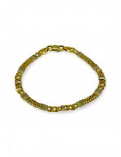 Pulsera cadena doble eslabón barbada oro 18k.