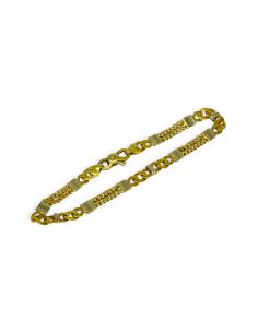 Pulsera cadena doble eslabón barbada oro 18k. 2