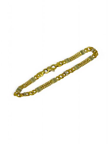 Pulsera cadena doble eslabón barbada 19cm oro 18k - Joyería Orocash