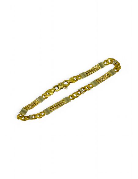 Pulsera cadena doble eslabón barbada 19cm oro 18k - Joyería Orocash