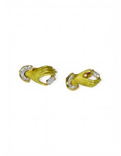 Pendientes mano circonitas oro 18k.