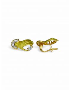 Pendientes mano circonitas oro 18k. 2