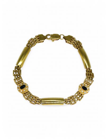 Pulsera semirrígida círculo con piedra negra 20cm oro 18k - Joyeria Orocash