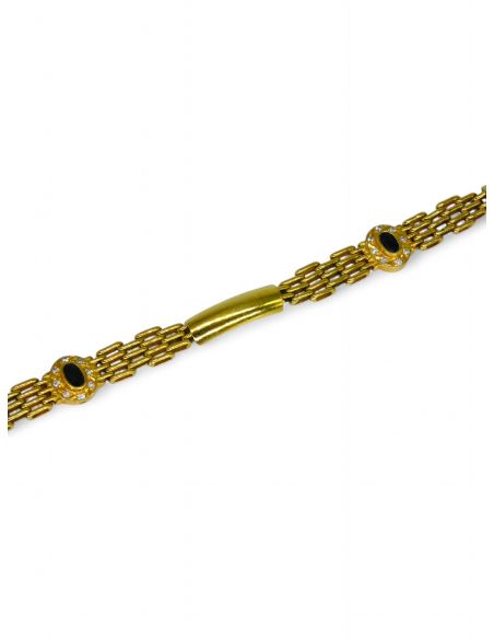 Pulsera semirrígida círculo con piedra negra 20cm oro 18k - Joyeria Orocash