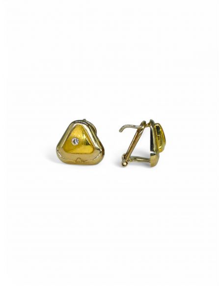Pendientes triangulo con circonita oro tricolor 18k - Joyería Orocash