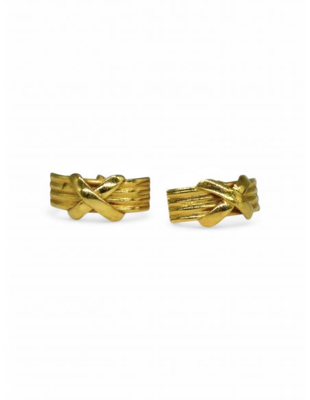 Pendientes 4 líneas y cruz oro 18k - Joyería Orocash