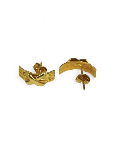 Pendientes 4 líneas y cruz oro 18k - Joyería Orocash