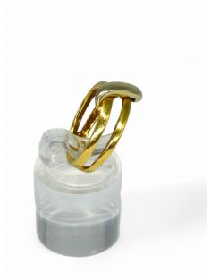 Anillo doble linea entrelazada  oro bicolor 18k. 2