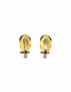 Pendientes hoja mate oro bicolor 18k.