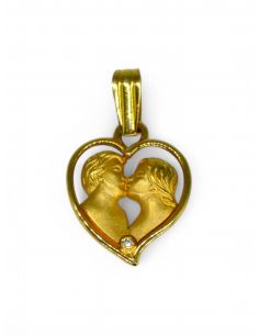 Colgante corazón pareja oro 18k.
