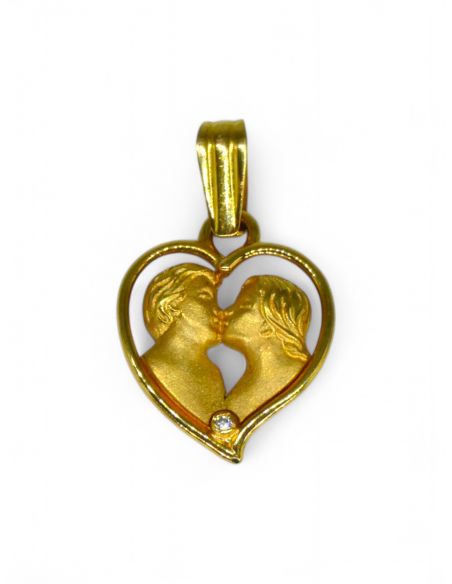 Colgante corazón pareja oro 18k.