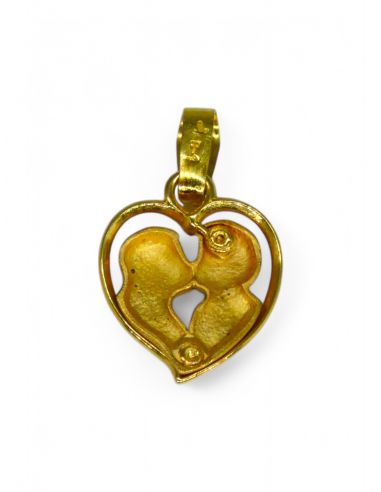Colgante corazón pareja oro 18k.I Orocash Joyeria
