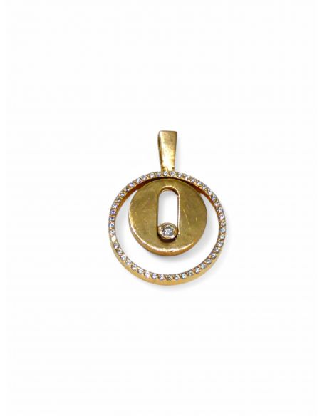 Colgante circular doble circonitas oro 18k  - Joyería Orocash
