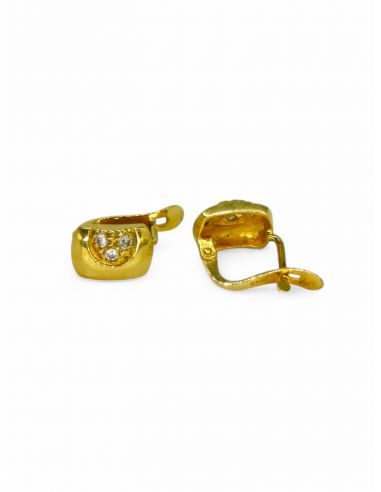Pendientes rectangulares circonita oro 18k - Joyería Orocash