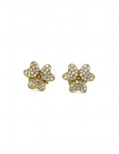 Pendientes de flor con circonitas oro 18k - Joyería Orocash