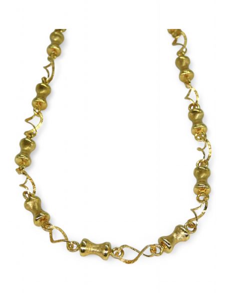 Cadena eslabón rolo con bolos oro 18k.