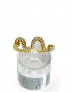 Anillo ondas circonitas oro 18k - T.17 - Joyería Orocash