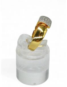 Anillo motivo rectangular circonitas oro bicolor 18k - T.15 - Joyería Orocash 2