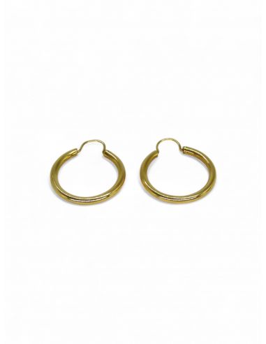 Pendientes aros de tubo oro 18k - 2.8cm - Joyería Orocash