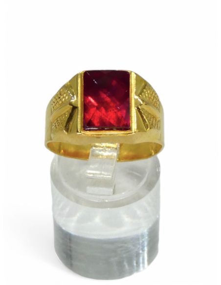 Sello piedra roja oro 18k.