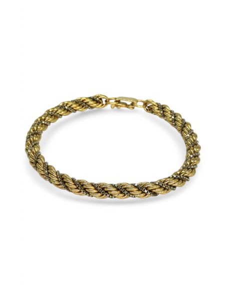 Pulsera cordón oro bicolor 18k.