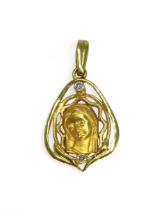 Medalla Virgen calada circonitas oro 18k - joyería Orocash