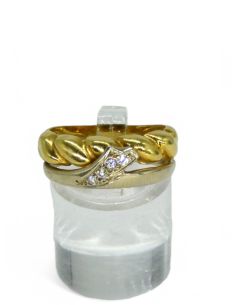 Anillo Doble Aro Bicolor Circonitas Oro 18K - Joyería Orocash