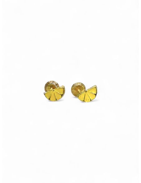 Pendientes bebe medio limon esmalte oro 18k