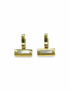 Pendientes rectangulos nacar oro 18k.